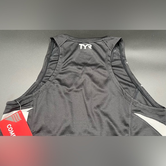 TYR Competitor Women’s Tank Top Athletic Tri Mesh Tank Black White Size M - Picture 6 of 7